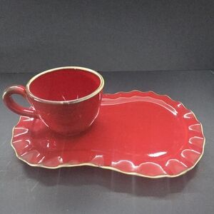 Rare Sur La Tab Breakfast Tray/Plates Red Santa Plate Made in Italy 12” Platter